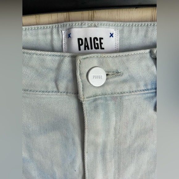PAIGE Leenah Jeans High Rise Wide Leg Broadway Distressed Light Wash Size 32 - Picture 3 of 11